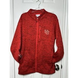 Utah Utes Champion Full Zip Fleece Sweater Jacket Men's Large Red Embroidered